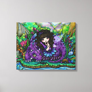 Arte de lienzo de guardería de dragón púrpura de h