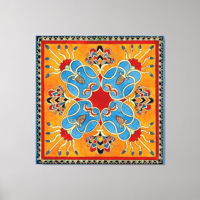 Arte de lienzo de impresión con ornamentos asirios (Anverso)