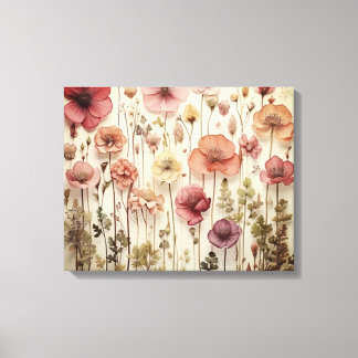 Arte de lienzo de jardín de flores secas
