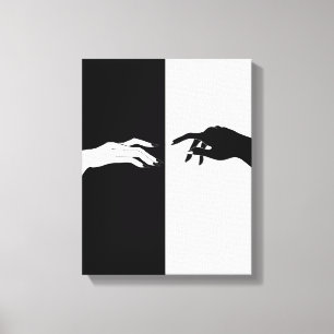 Arte de lienzo de línea moderna en manos negras y 