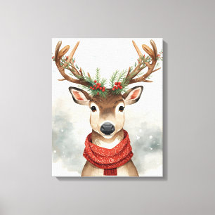 Arte de lienzo de Navidad de renos lindos para las
