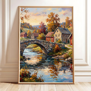 Arte de lienzo de paisaje de otoño moderno
