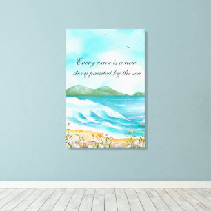 Arte de lienzo de playa acuarela océano mar