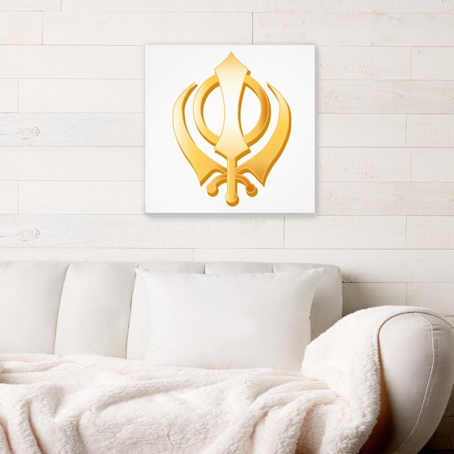 Arte de lienzo de símbolos sikh (Gold Khanda, symbol of the Sikh religion, canvas art. )