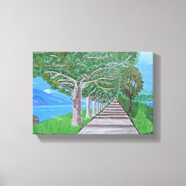 Arte de lienzo en el lago Como (Anverso)