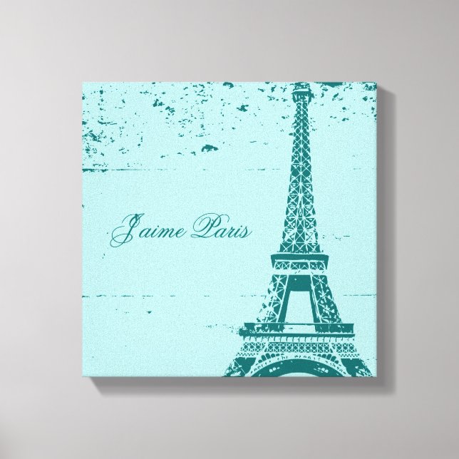 Arte de lienzo envuelto en la Torre Eiffel Azul (Anverso)