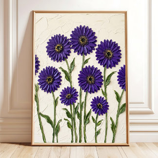 Arte de lienzo minimalista de gerbera violeta