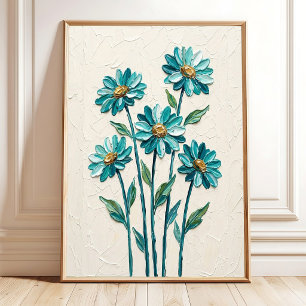 Arte de lienzo moderno de margarita con impasto pa
