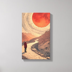 Arte de lienzo paisajístico del Sol Rojo
