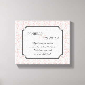 Arte de lienzo personalizado de bodas con damasco