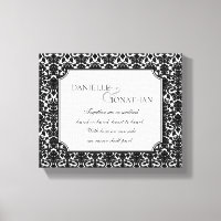 Arte de lienzo personalizado para bodas de damasco