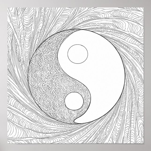 Arte de línea abstracta dinámica: Yin Yang de ener (Frente)