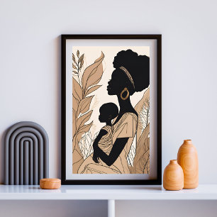 Arte de línea afrocentrico con tonos terrosos