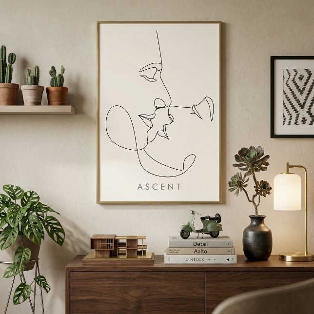 Arte de Línea Arquitectónica Minimalista 'ASCENSO' (Minimalist 'ASCENT' Architectural Line Art - Modern Ivory Wall Decor)