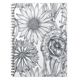 Arte de línea bonito floral artística y cuaderno l