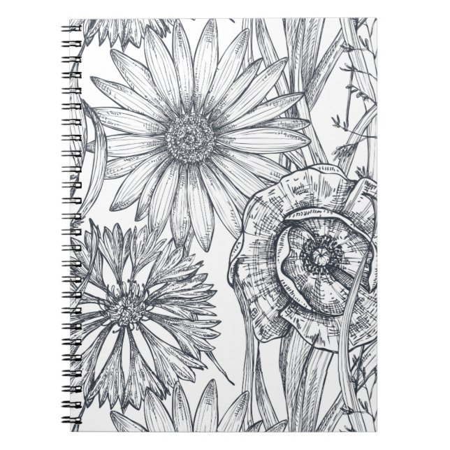 Arte de línea bonito floral artística y cuaderno l (Frente)