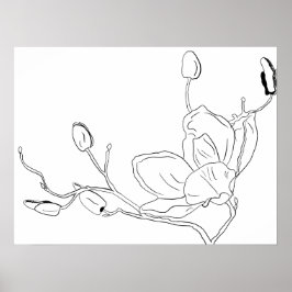 Arte de línea botánica de magnolia