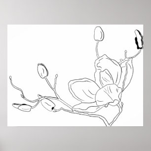 Arte de línea botánica de magnolia