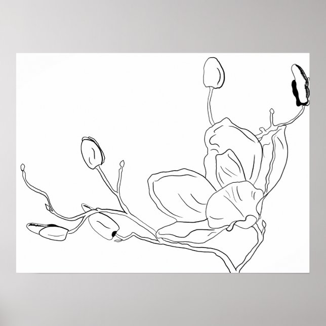 Arte de línea botánica de magnolia (Frente)