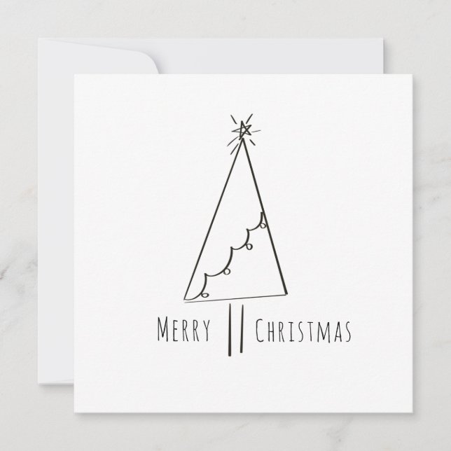 Arte de línea de árbol navideño minimalista (Anverso)