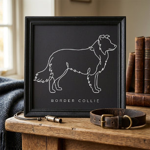 Arte de línea de Border Collie minimalista gráfico