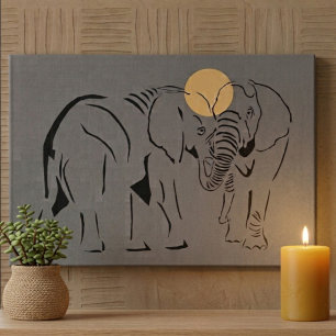 Arte de línea de elefante minimalista 12x16