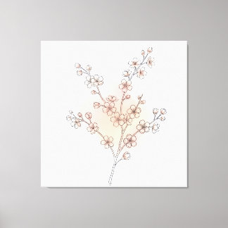 Arte de línea de flor de cerezo minimalista en acu