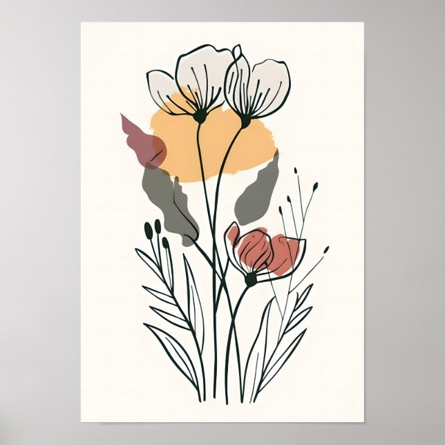 Arte de línea de flores minimalistas (Frente)