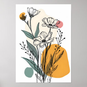 Arte de línea de flores minimalistas