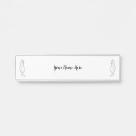 Arte de Línea de Gato Minimalista | Placa de Nombr
