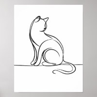 Arte de línea de gato negro y blanco