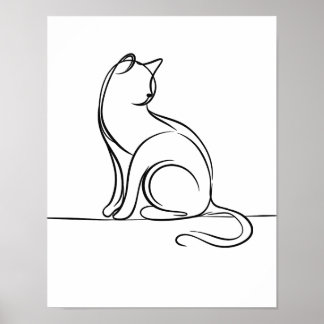 Arte de línea de gato negro y blanco