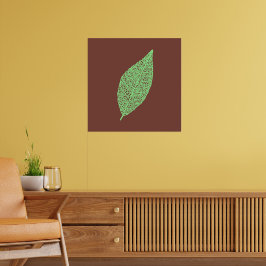 Arte de línea de hoja de esqueleto marrón y verde