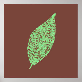 Arte de línea de hoja de esqueleto marrón y verde