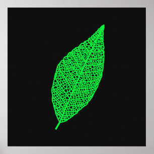 Arte de línea de hoja de esqueleto negro y verde