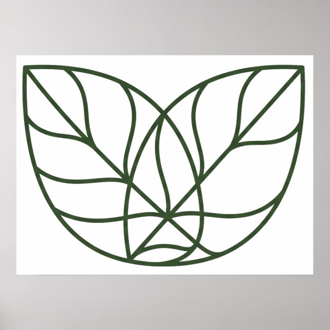Arte de línea de hoja verde minimalista (Frente)