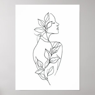 Arte de línea de mujer abstracta   Minimalista bot