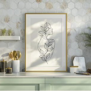 Arte de línea de mujer abstracta   Neu minimalista