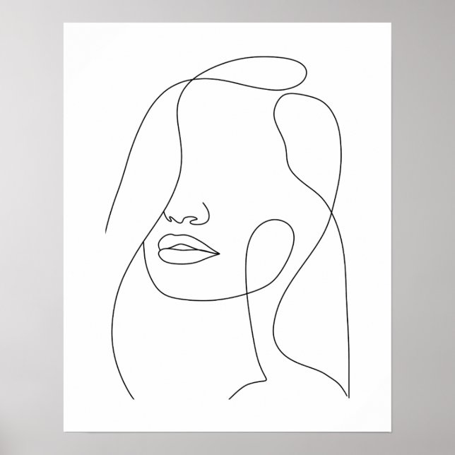 Arte de línea de mujer minimalista y bella (Frente)