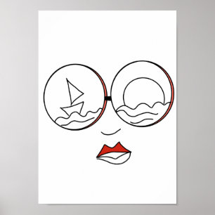Arte de línea de mujer verano playa