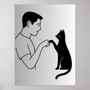 Arte de línea de puño de gato minimalista