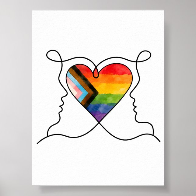 Arte de línea del corazón de la orgullo progresist (Frente)