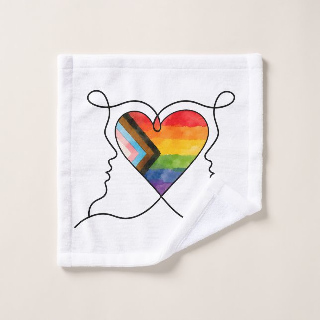 Arte de línea del corazón Progress Pride (Toallita)