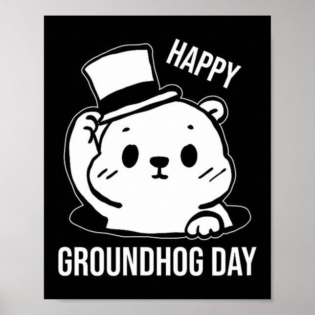 Arte de línea del día feliz de la marmota  (Frente)