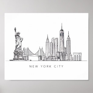 Arte de línea del horizonte minimalista de la ciud