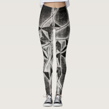 Arte de línea dibujada a mano blanca en leggings d