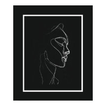 Arte de línea en blanco y negro Mujer Póster de lí