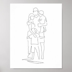Arte de línea familiar, dibujo familiar, impresión