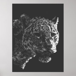 arte de línea fina de cabeza de tigre abstracto