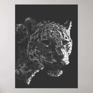 arte de línea fina de cabeza de tigre abstracto